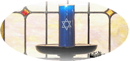 Jewish Candle in Stained Glass Window